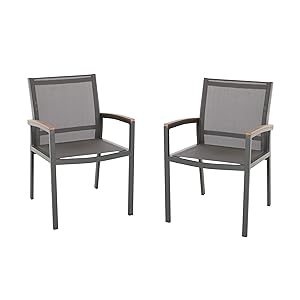 Christopher Knight Home 305223 Emma Outdoor Mesh and Aluminum Frame Dining Chair (Set of 2), Gray