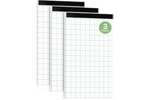 RONEKY Graph Paper 5x8 Graph Paper Notebook, 3 Pack Graph Paper Pad, 2x2 Quad Graph Paper, 50 Sheets Engineering Paper, Perforations Grid Notebook with Study Backboard for Drawing, Designing, Math Sketching