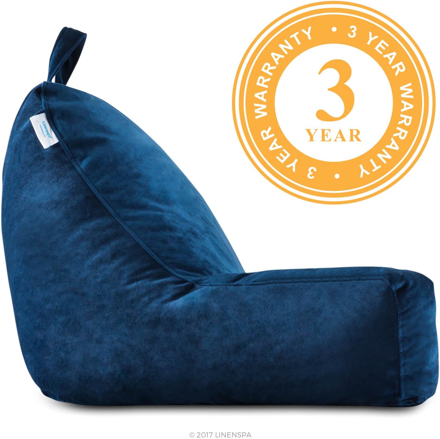 Linenspa Soft Velour Cover Shredded Foam Reading Pillow, X-Large, Navy: Home & Kitchen