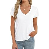 Stelle Womens Modal Soft T Shirts Short Sleeve V Neck Basic Tee Casual Loose Fit Tops Lightweight Soft Summer Outfits Clothes