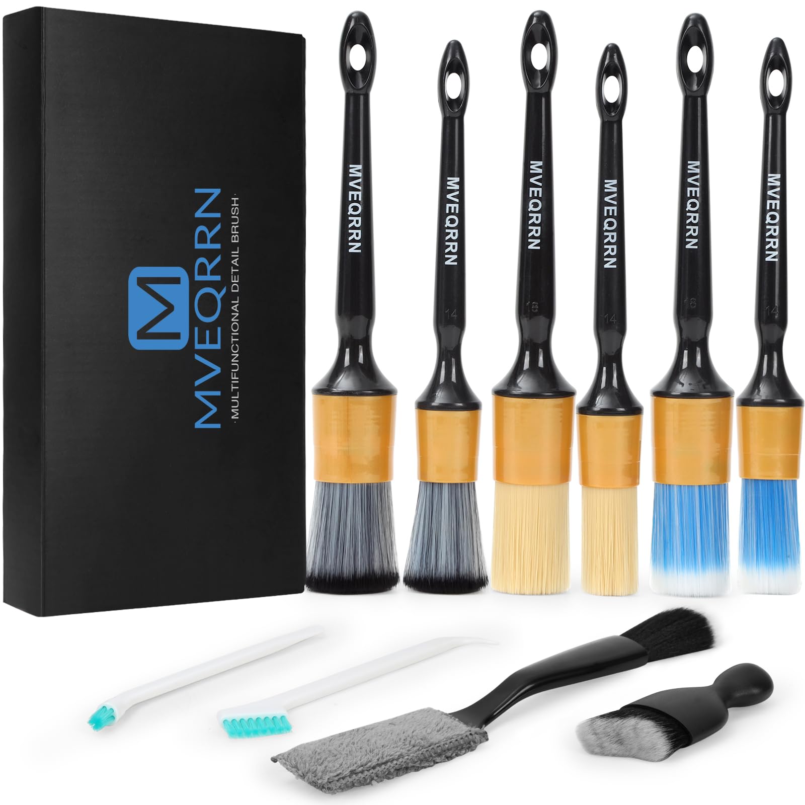 Photo 1 of 10PCS Car Detailing Brush Set,Boars Hair Car Cleaning Detail Brush kit,Ultra Soft No Scratch Car Dust Brush,Car Interior Detailing Brushes Kit,Detail Brushes Car Detailing for Interior Exterior(gold)