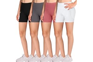 DALIGIRL Volleyball Bike Shorts for Girls - 4 Packs Spandex Compression Shorts with Pockets for Kids Dance Yoga and Athletics