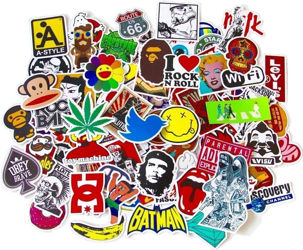 Cool Laptop Stickers,100pcs Coloured Cartoon Stickers Variety Vinyl Stickers Dots for Laptop Adults Water Bottles Car Skateboard Bike Anime Book Graffiti Scooter Suitcase Phone Stickers