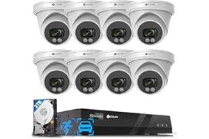FORCOVR 4COVR PoE Security Camera System 4K, 8X 8MP 110° Wide View Angle IP67 Dome IP Camera with Audio, 4K 8 Channel NVR 2TB HDD, AI Human Vehicle Detection & Night Vision, 24/7 Recording, LY97SA8M0808