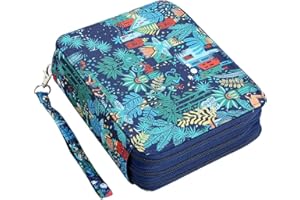 Lbxgap Zippered Pencil Case-72 Slots Handy Pencil Holders with Printing Pattern for Prismacolor Watercolor Pencils, Crayola Colored Pencils, Marco Pencils