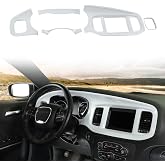 JWWY for Charger Center Consoles Dash Board Dashboard Instrument Gauge Cluster Dash Fascia Trim Panel Garnish Bezel for 2015-2026+ Dodge Charger Interior Accessories, ABS White 5pcs