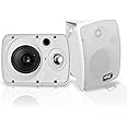 Pyle Outdoor Bluetooth Wireless Speaker System-2-way Active/Passive Pair - 6.5in, 800Watt Peak Power,Weatherproof,Wall/Ceiling Mounted Speakers w/ Metal Grill, Universal Mount, Indoor/Outdoor-White