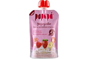 Papapá Yoguzinho, Lanchinho com Iogurte e Frutas Naturais, Frutas Vermelhas e Banana, 100g, Sem Açúcar Adicionado, Não Precisa de Geladeira, Rosa