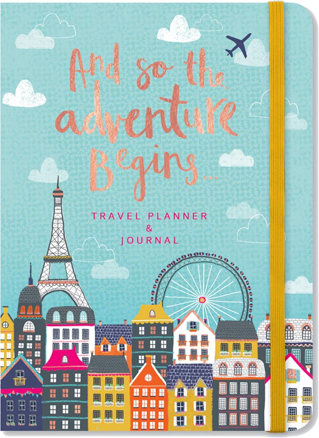 Soft Covered Travel Planner & Journal with 4 Tabbed Sections and So The Adventure Begins, Black, FLOWER