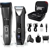 Beatslm Manscape Beard Trimmer for Men, Groin & Body Hair Trimmer, Ball Shaver, Nose Hair Clippers, All-in-One IPX7 Waterproof Men's Wet/Dry Groomer Kit, Rechargeable with Travel Case, LED Display
