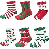 October Elf 6 Pairs Adult Christmas Holiday Socks - Warm, Cozy Fuzzy Socks With Plus Size And Anti-Slip Bottom
