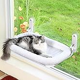 Zakkart Foldable Cat Hammock for Window - Cordless, Embeded Machine Washable Padded Bed, Robust Metal Frame - Cat Window Perc