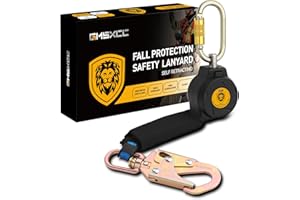 GMSXCC Fall Protection Safety Lanyard - 11FT Self Retracting Fall Arrest Lifeline Roofing Construction Gear OSHA/ANSI Complia