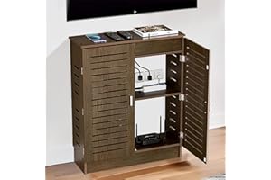 LXSEHN Large WiFi Router Storage Box, 19.7 X 9.8 X 27.5 in, WiFi Router Cabinet with Adjustable Shelf, Router, Power Strip an