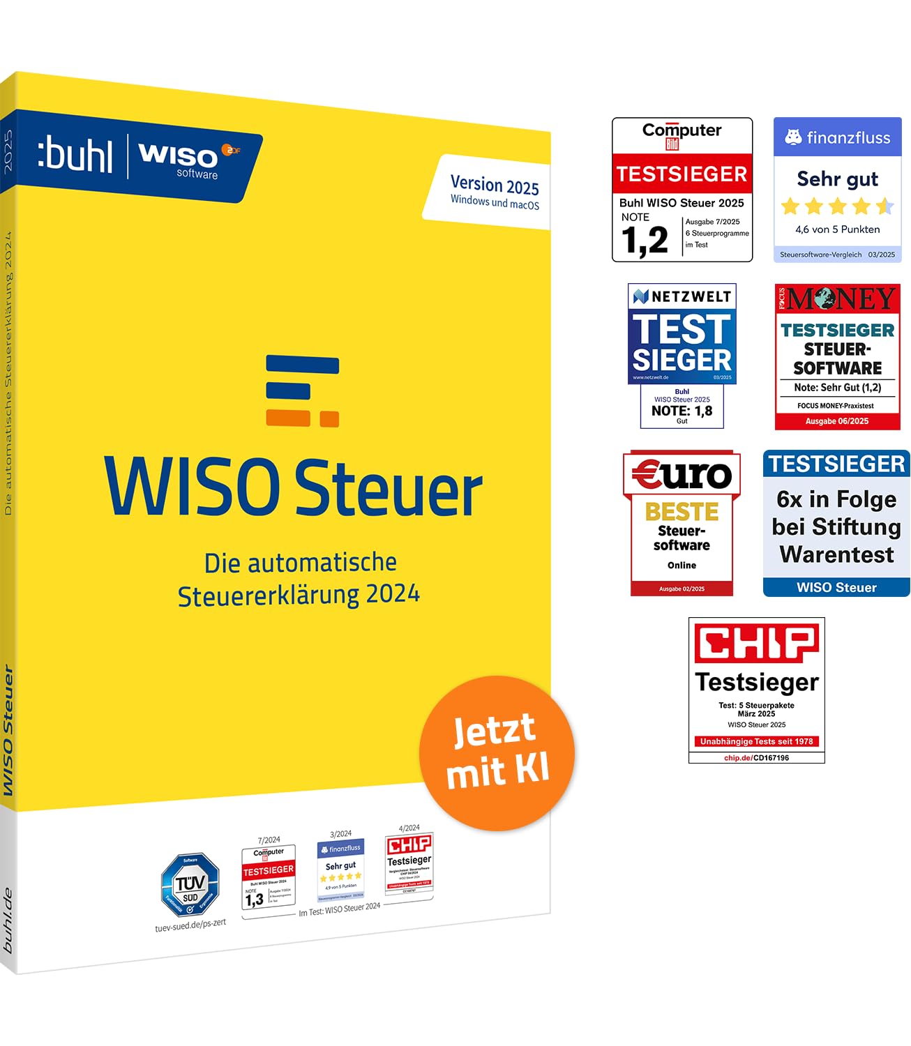 WISO Steuer 2025 (für Steuerjahr 2024) | Für Windows, Mac, Smartphones und Tablets | Standardverpackung