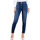 Sidefeel Women's Skinny Jeans Straight Leg High Waisted Stretchy Ankle Denim Pants with Patch Pockets