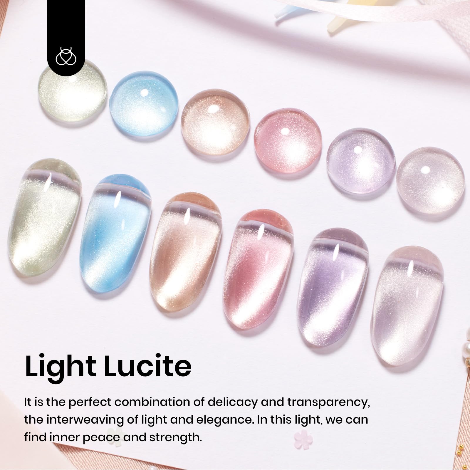 Beetles Cat Eye Gel Nail Polish Set, 6 Colors Jelly Pink Translucent Pastel Blue Green Purple Light Lucite Collection Sheer Gel Polish Soak Off LED Nail DIY Art Salon at Home Gifts for Women - Image 2