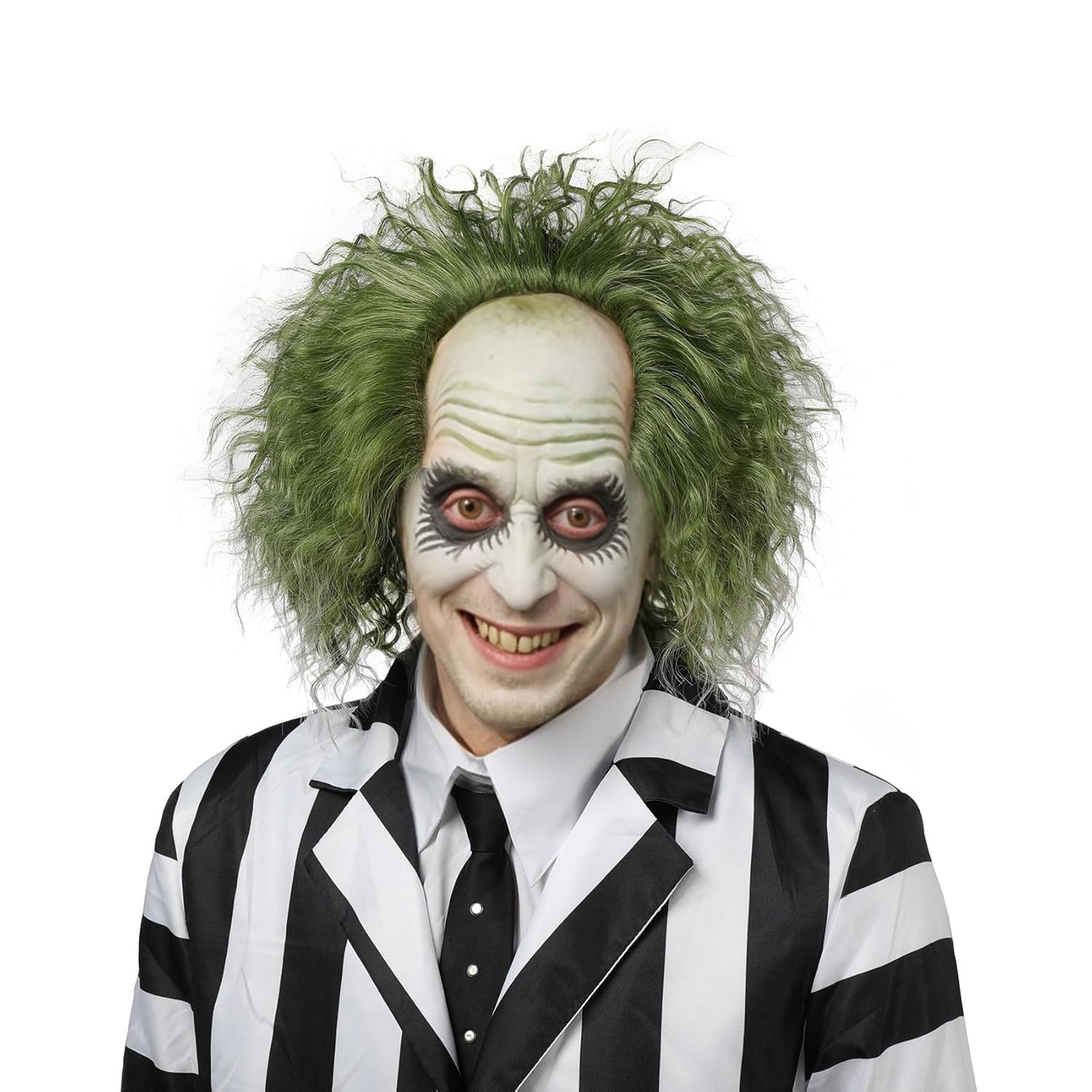 PORSMEER Green Bettlejuice Wig Men,Short Curly Bald Cap Clown Wig Men,Halloween costumes Wigs Unisex