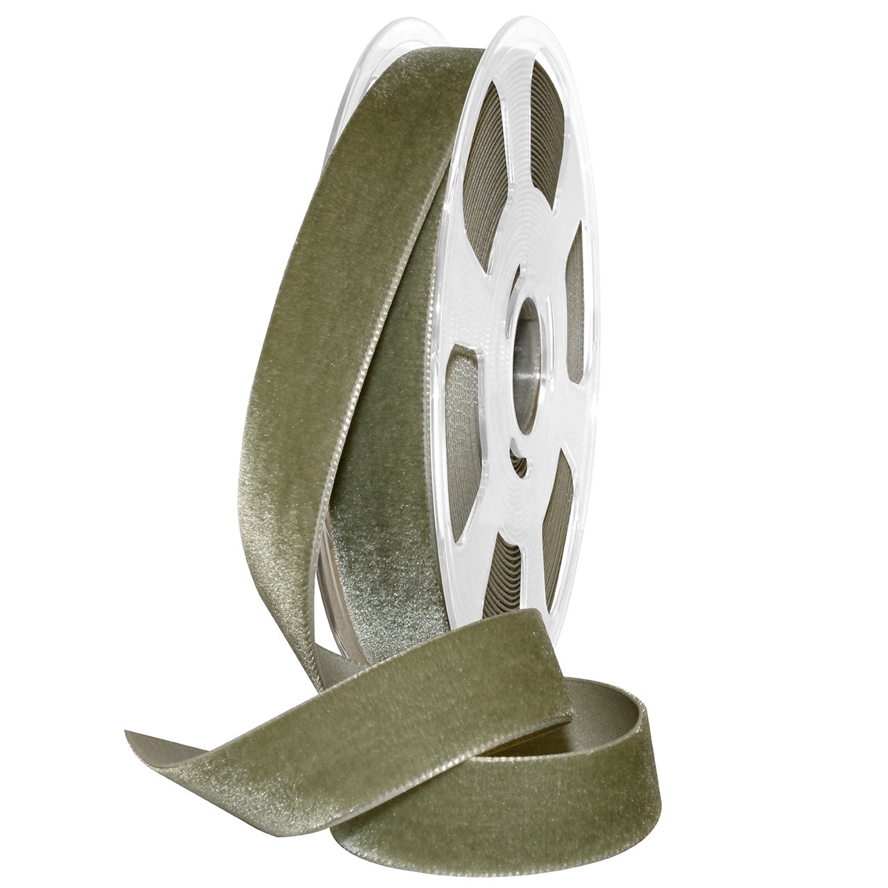 Morex Ribbon, Nylon, 7/8 inch by 11 Yards, Khaki, Item 01225/10-687 Nylvalour Velvet Ribbon, 7/8" x 11 Yd