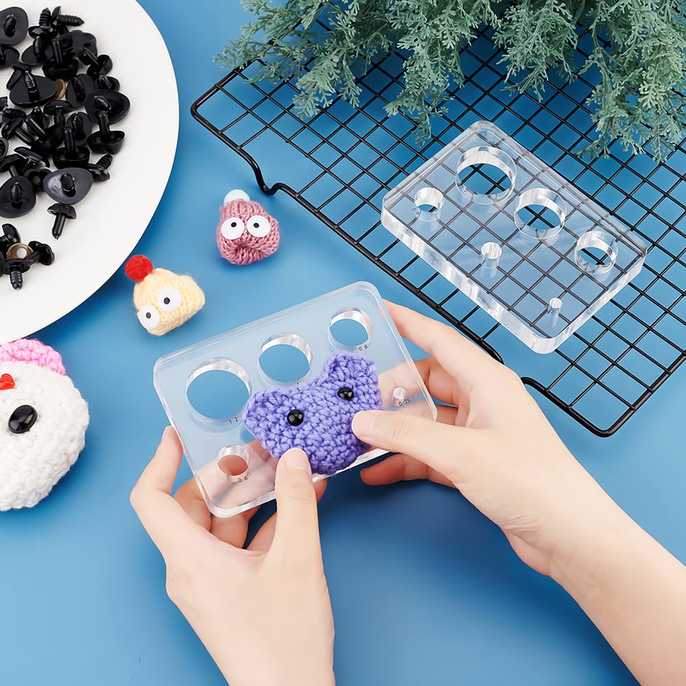 PH PandaHall 2pcs Safety Eyes Insertion Tool Auxiliary Tool for Attaching Safety Eyes and Washers Acrylic Amigurumi Craft Eyes Tool Eyeball Gauge Board for Crochet Stuffed Animal Eyes 6.5~30mm