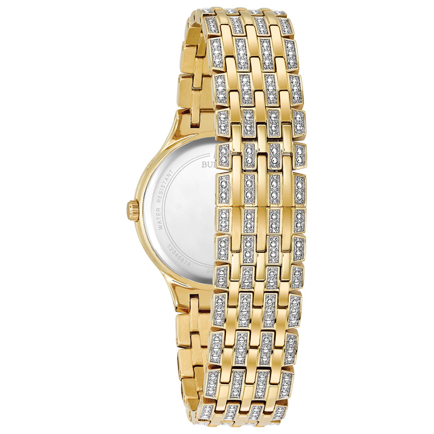 Bulova Ladies' Crystal Phantom Gold Tone Stainless Steel 2-Hand Quartz Watch, 440 Crystals and Pave Dial Style: 98L263