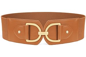 WHIPPY Women Elastic Stretchy Wide Waist Belt for Dresses Vintage Ladies Elastic Belts Woman Gold Buckle