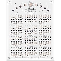 2026 Wall Calendar - Moon Phases Poster, 11 x 14 inches Hangable