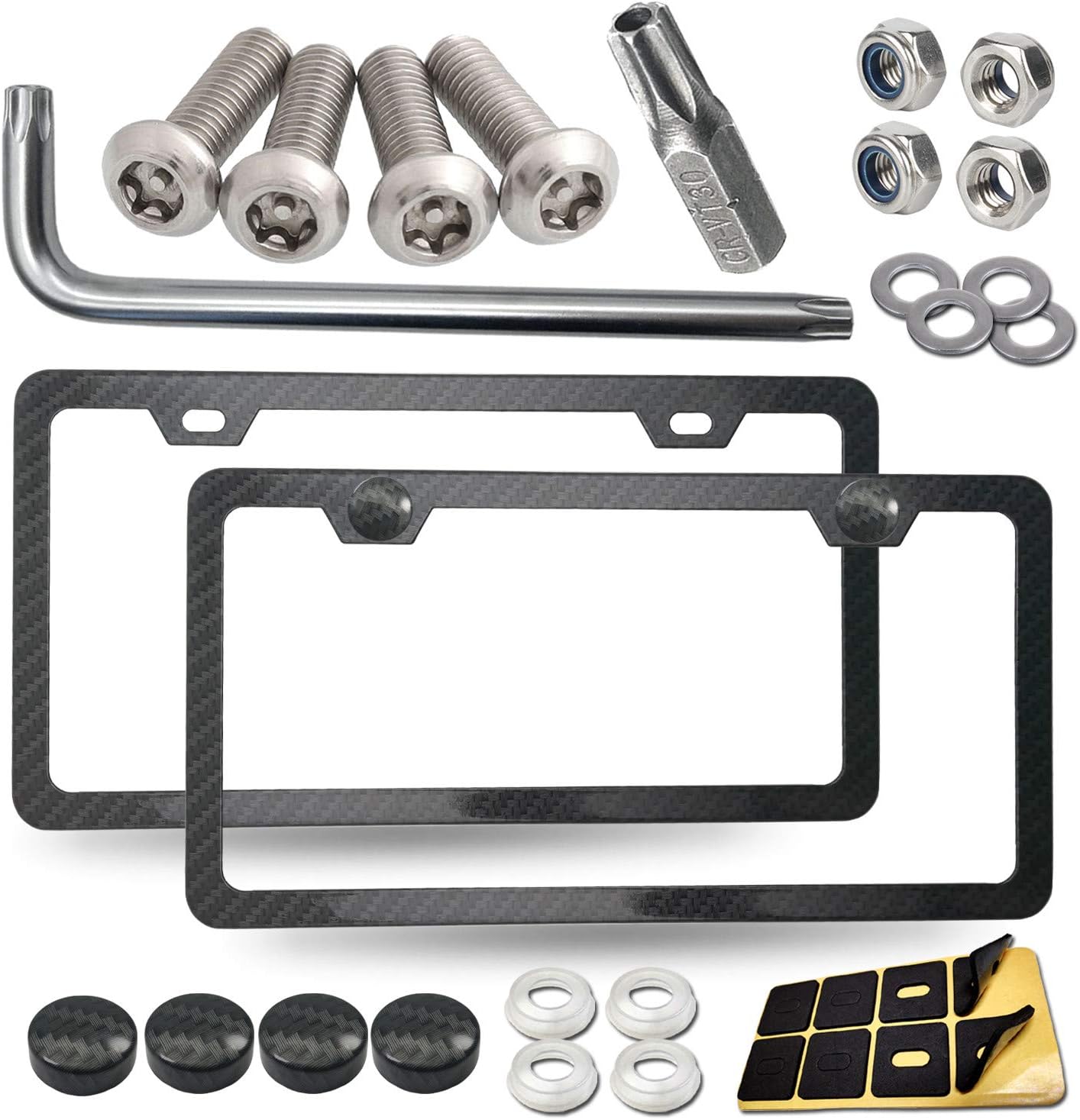 ZXFOOG Carbon Fiber License Plate Frames Black Aluminum