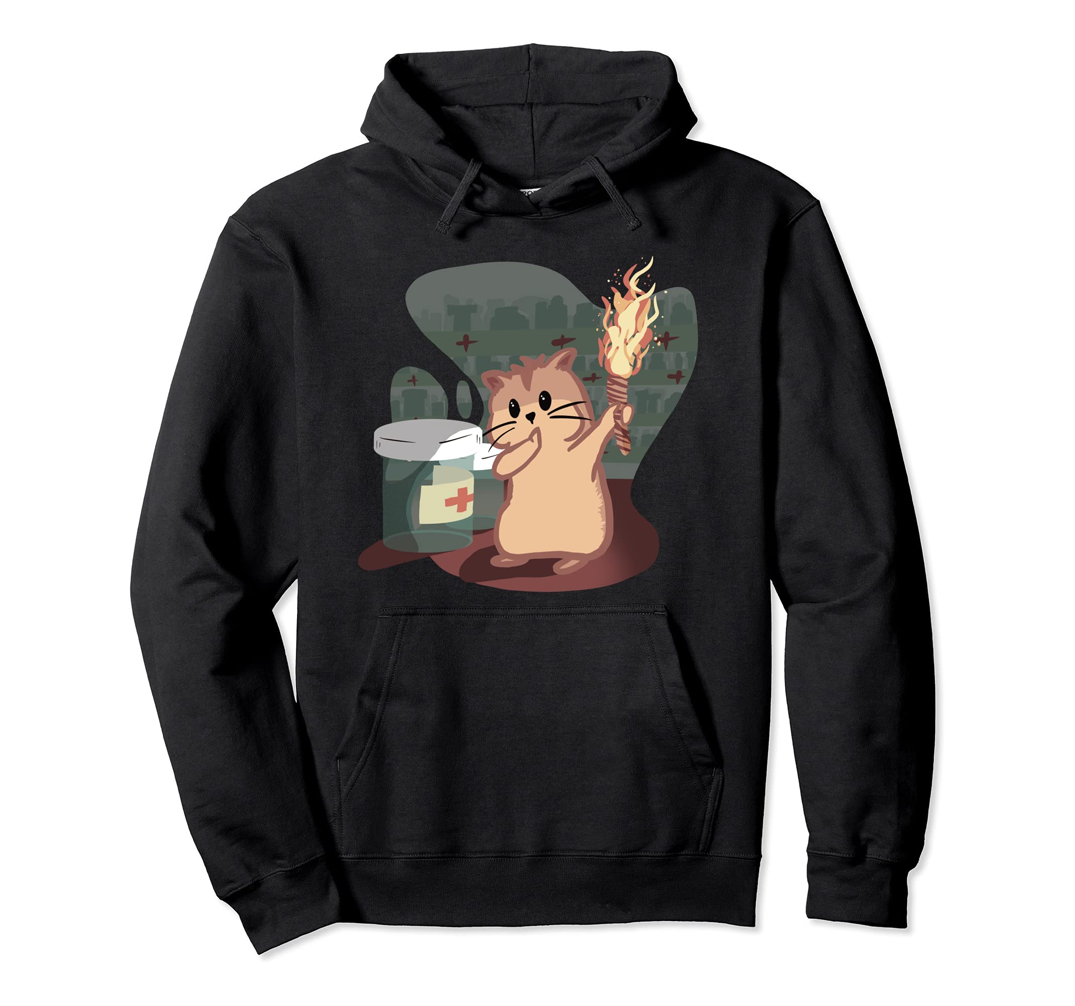 Cute Hamster, Hamster with Torch, In Pharmacy Pullover Hoodie
