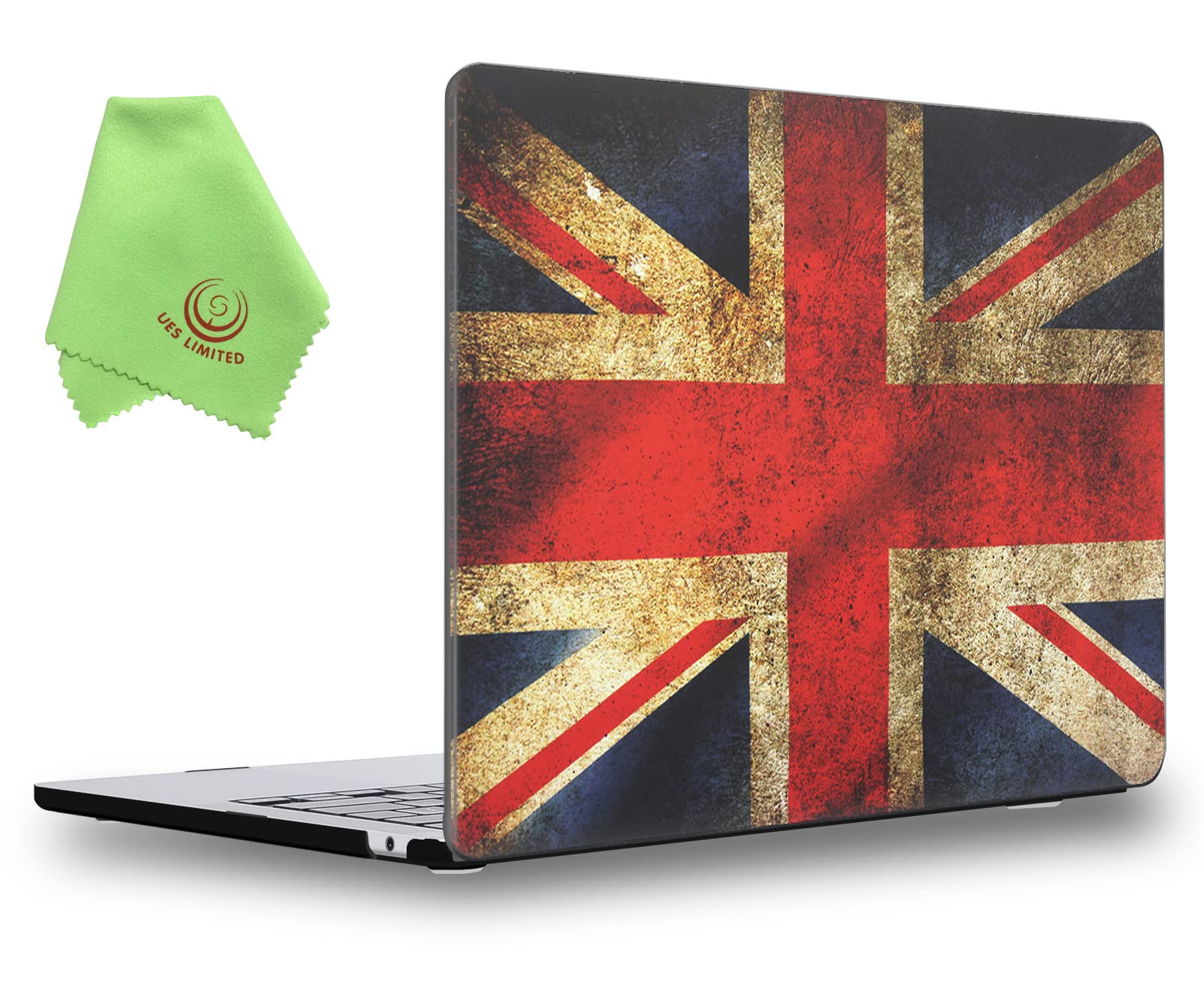 UESWILL Hard Shell Case for MacBook Air 13 inch M5 M4 M3 M2 chip, 2022-2026 Release, Models A3449 A3240 A3113 A2681, Vintage Pattern Slim Protective Cover + Microfiber Cloth, UK Flag