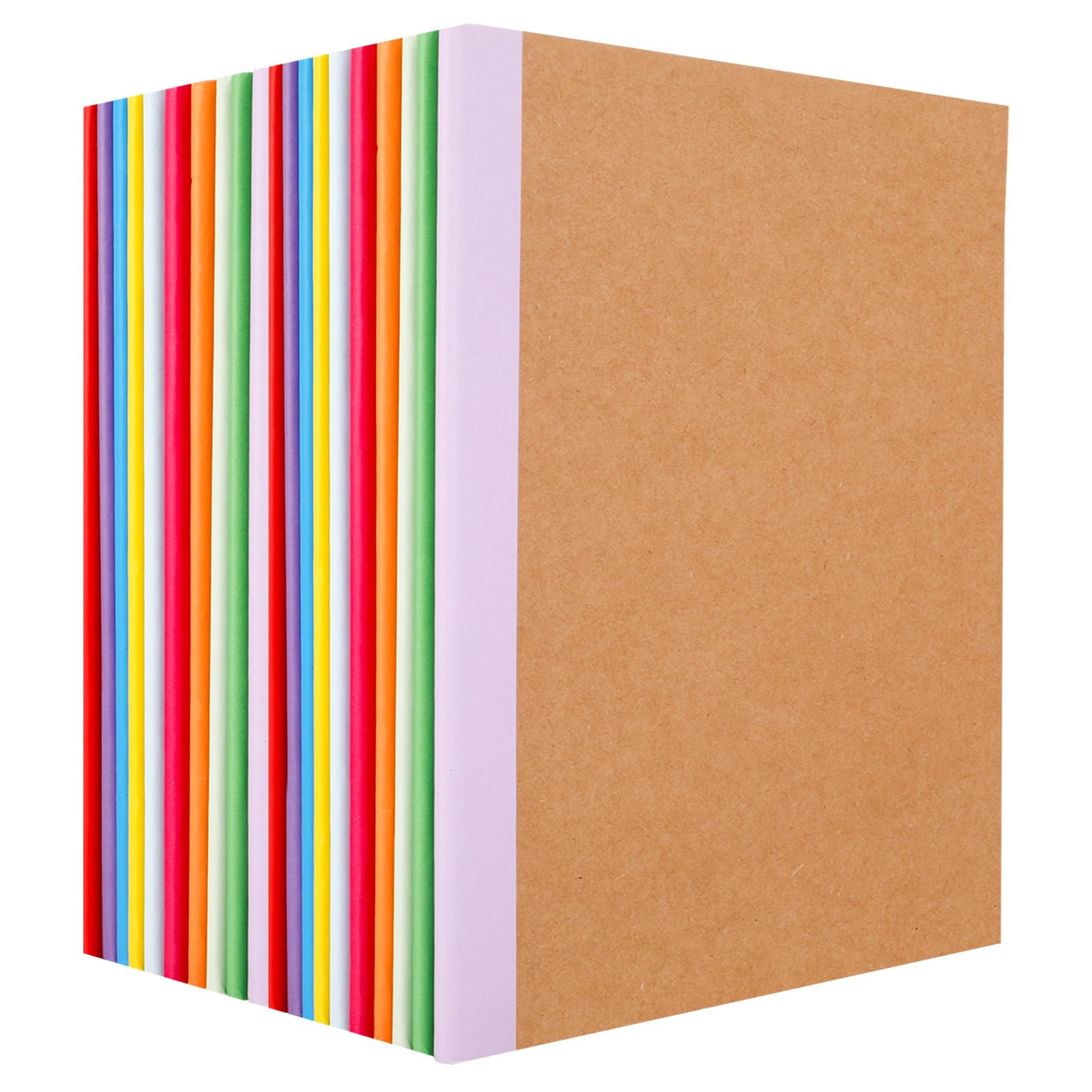 FRIUSATE 20 Pack A5 Notebooks with 10 Spine Colours, Lined Kraft Paper Notepads Bulk Set for School Office Journaling, Student Teacher Supplies