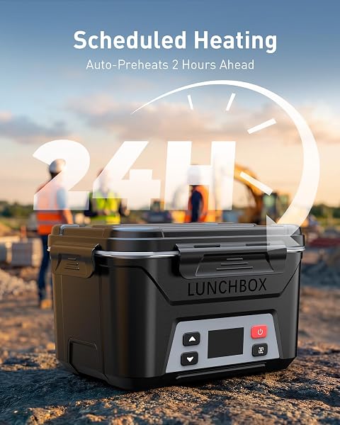 EAST OAK CORDLESS ELECTRIC LUNCH BOX FOR ADULTS, BATTERY POWERED HEATED LUNCH BOX FOR WORK, TRAVEL, 5.5 CUPS RECHARGEABLE SELF HEATING FOOD HEATER, MEMORY FUNCTION & AUTOMATIC KEEP WARM, CLASSIC BLACK