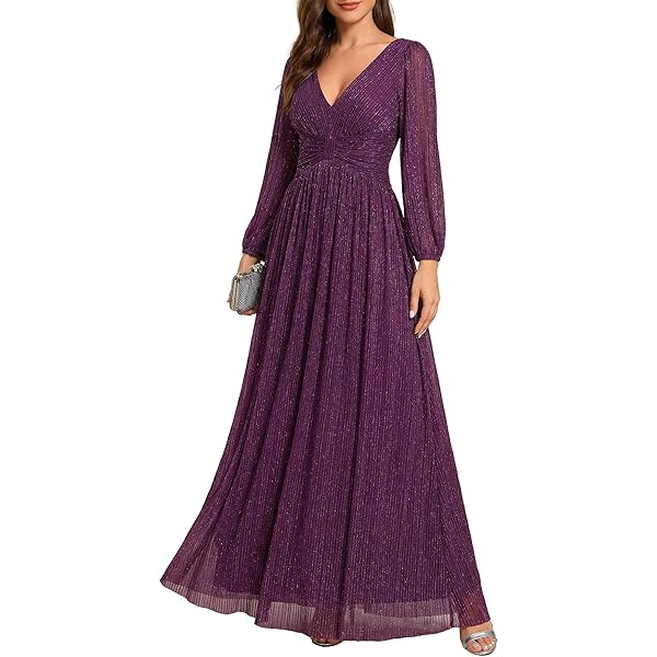 Amazon.com: Ever-Pretty Women's Elegant Formal Evening Dresses V Neck  A-Line Floor Length Long Sleeves Sparkly Sequin Holiday Party Dress Black  US4 : Clothing, Shoes & Jewelry