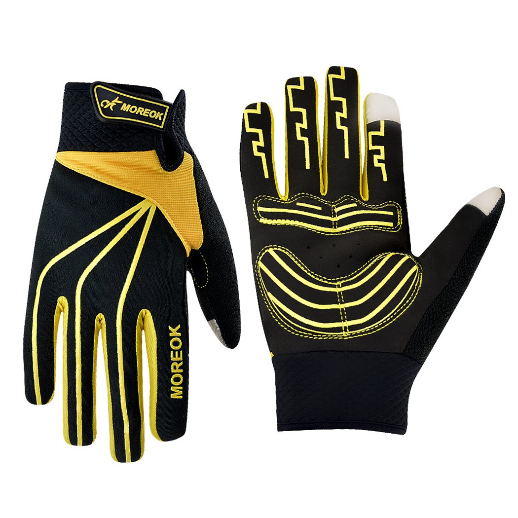 MOACC Cycling Gloves Shock-absorbing Gel pad Breathable Anti-slip Wearable Abrasion Full Finger Moutain Bike Road Racing Bicycle (L)