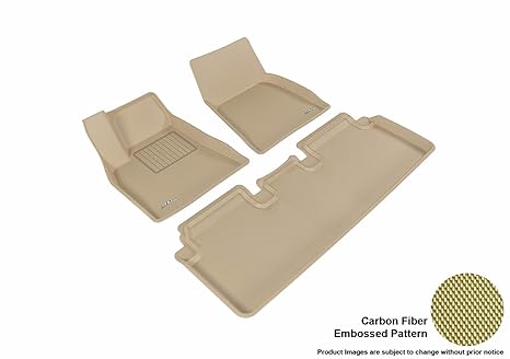 3d Maxpider Complete Set Custom Fit All Weather Floor Mat For Select Tesla Model S Models Kagu Rubber Tan