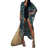 Moss Rose Women Summer Kimono Cardigan Kaftan Cover up Bathing Suit Maxi Beach Vacation Clothes with Belt