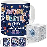Palasarkaaa Funny Novelty Office Gifts for Coworkers, Work Bestie Ceramics Coffee Mug 11oz for Women Men Colleague, Appreciation Christmas Birthday Friendship Farewell Leaving Thank You Welcome Gifts