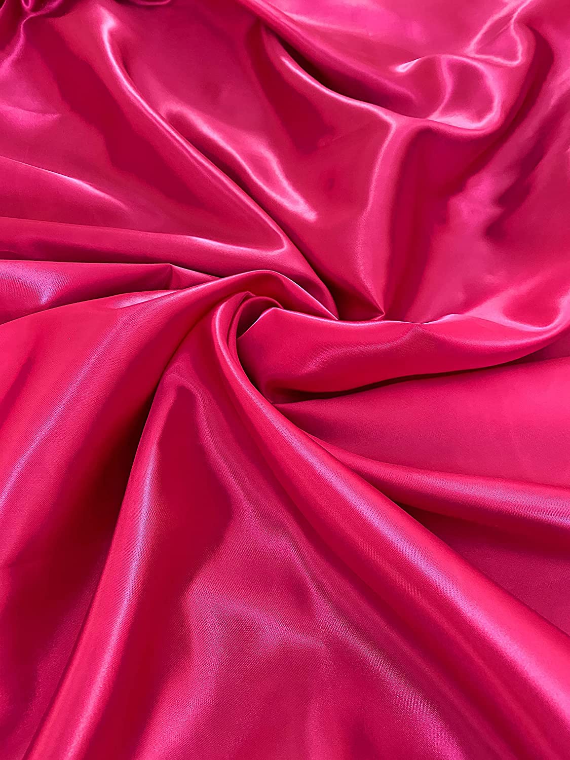 Plain Premium Poly Silk Satin Soft and Thick Fabric 58"/150cm Wide (Cerise, 1 Meter)