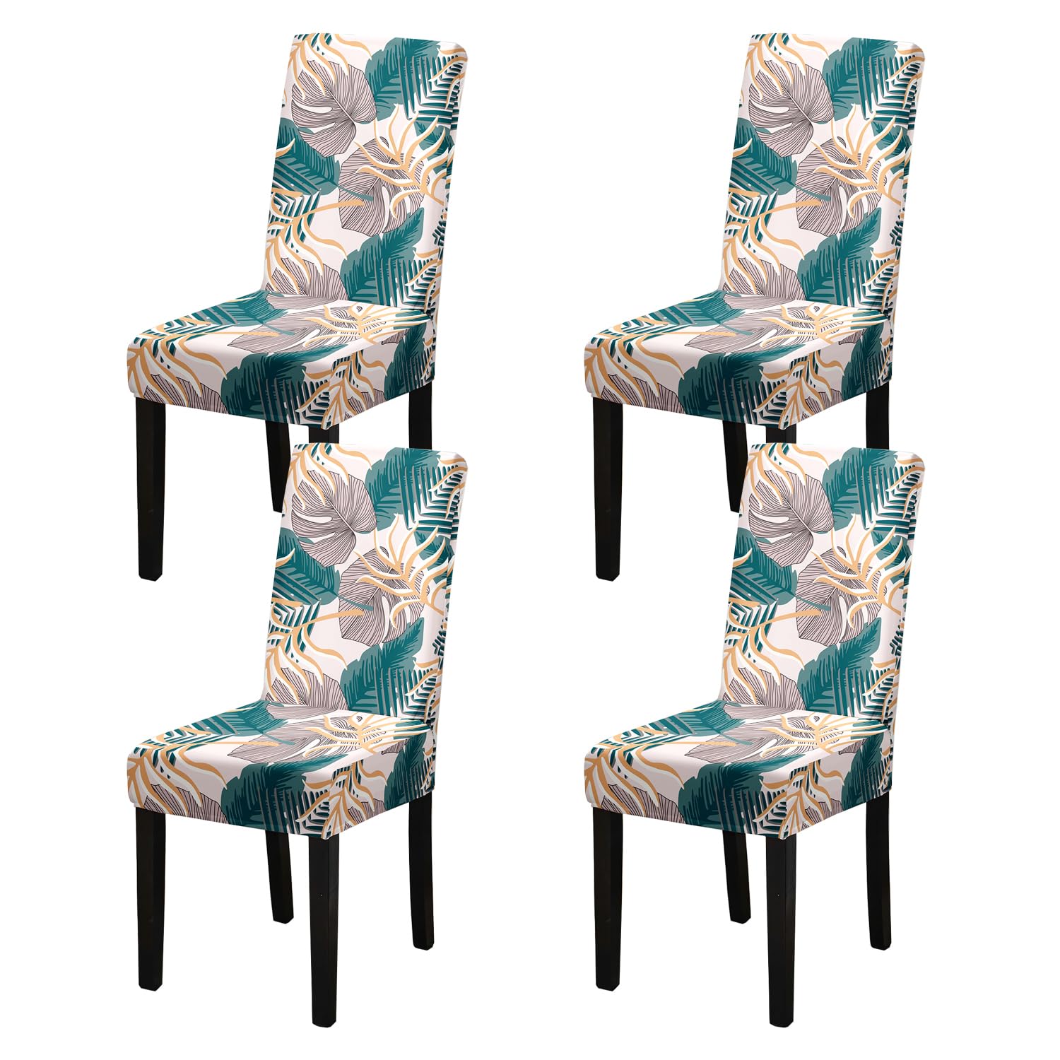 HZDHCLH Chair Covers Set of 4/6 Stretch Modern Chair Slipcovers for Dining Room Kitchen Wedding Party Washable Chair Protector(coral leaves,4pcs) — image 1