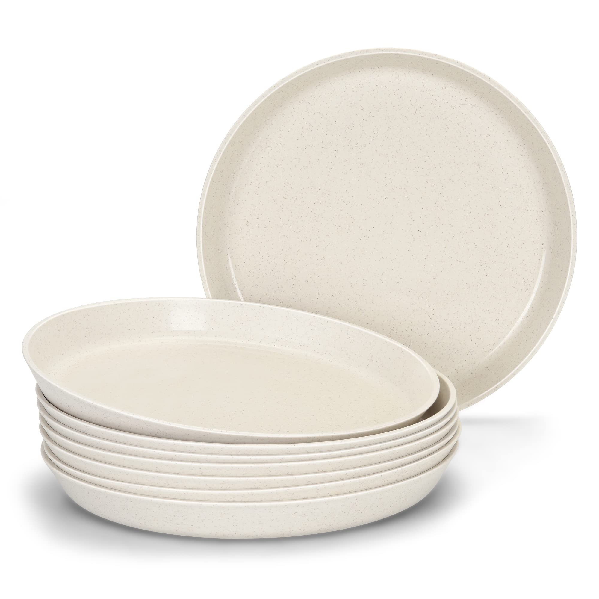 Photo 1 of ?Non Ceramic? 9 Inch Dinner Plates,BPA-Free Wheat Straw & Plastic Plates,Off White Plate Set Dishwasher and Microwave Safe Plates - Set of 8