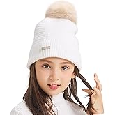 ZLYC Kids Winter Hats for Girls Boys Pom Pom Beanie Hat Cotton Lined Knitted Cap