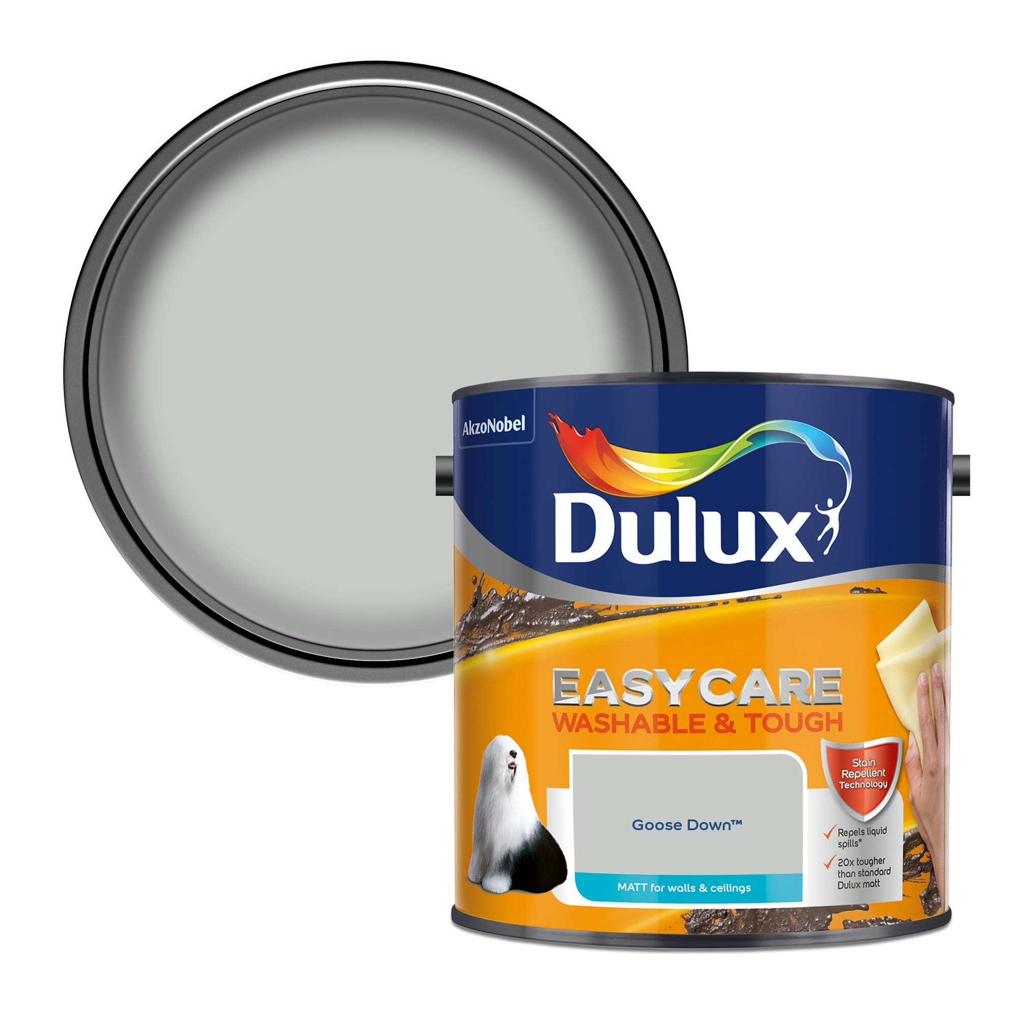 Dulux 403201 Easycare Washable & Tough Matt Emulsion Paint For Walls And Ceilings - Goose Down 2. 5 Litres