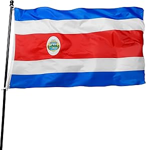 DANF Costa Rica Flag 3x5 Foot Polyester Costa Rican National Flags Polyester with Brass Grommets 3 X 5 Ft
