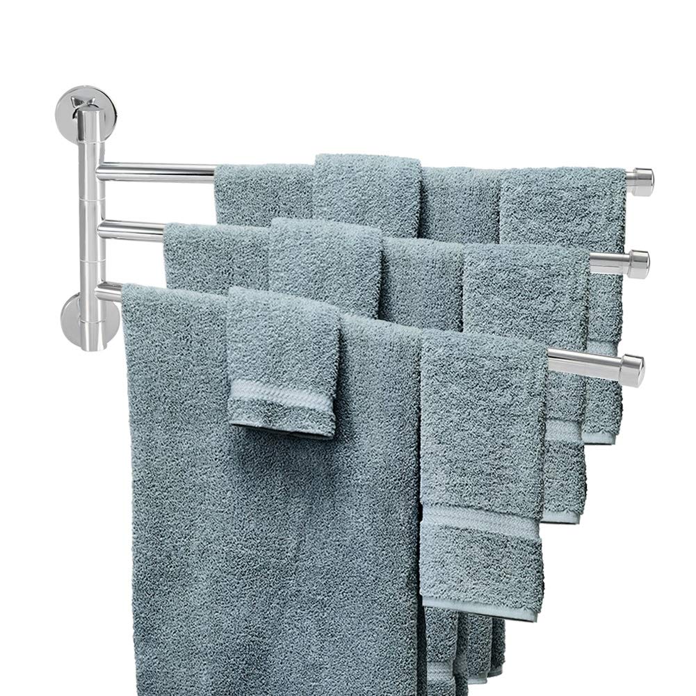 Towel Rack, Stainless Steel Towel Rail Bathroom Storage Shelf with 2 Towel Bar Wall Mounted Towel Holder for Bathroom Hotel Kitchen(3 Arms)