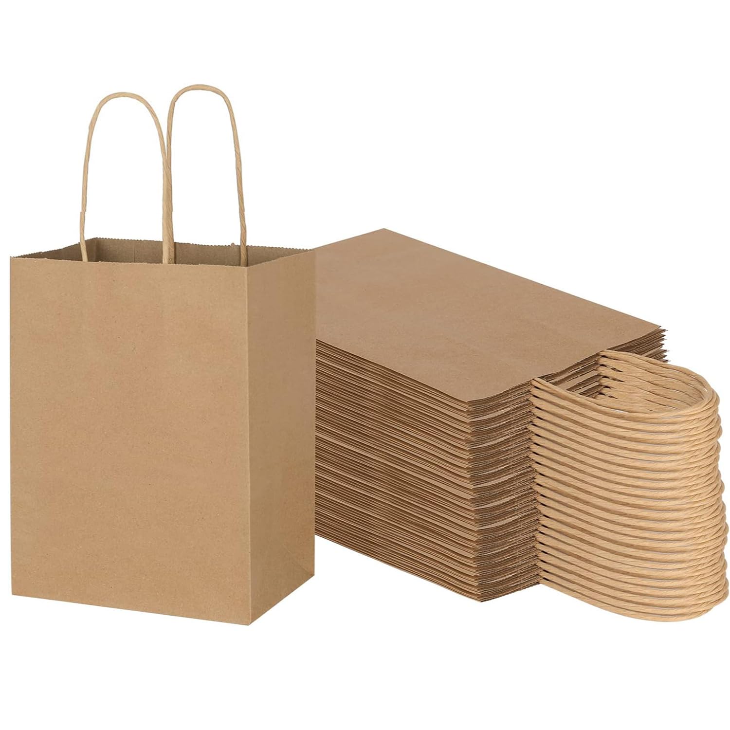 30 Pcs Paper Bags Handbags Gift Bags Vertical Sturdy Durable Reusable Kraft Bags Paper Bags Gift Bags Extra Large Paper Bags DIY Wedding Packaging Party Birthday Christmas Gift Bags (Brown,
