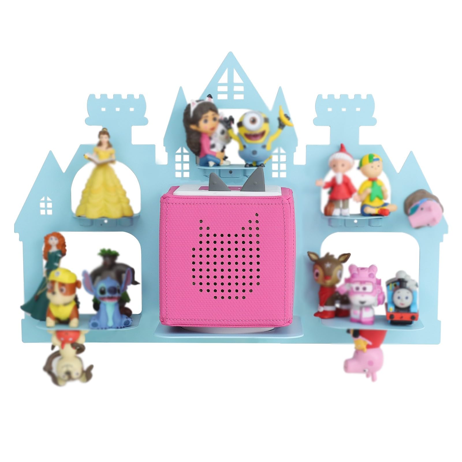 Raweao for Tonies Shelf for Tonies Storage, Magnetic Shelf for Tonie Characters up to 25pcs, Wall Shelf for Toniebox Shelves, Great for Children Room Decoration and Collect Figures(Castle Blue)