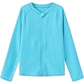 HODOSPORTS Boys UPF 50+ Rash Guard Swim Shirts with Zipper Long Sleeve Quick Dry UV Protection Sun T-Shirts