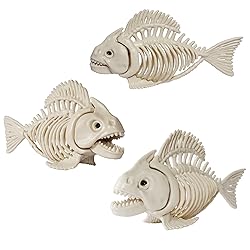 NEROSUN Halloween Fish Skeleton Decorations, 3 Pack