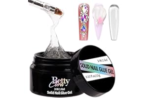 Solid Nail Glue Gel - BettyCora 5 in 1 Gel Nail Glue for Nail Tips Rhinestone Gel Glue for Nails 3D Sculpture Gel,15ML Super Strong Solid Nail Glue for Press On Nails, UV LED Lamp Needed