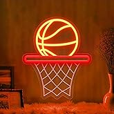 Basketball Neon Sign, Led Basketball Sport Neon Light Sign,Powered by USB Neon Sign for Wall Decor, Dimmable LED Neon Signs for Living Room Bedroom Man Cave Home College Club Shop(Orange, Red)